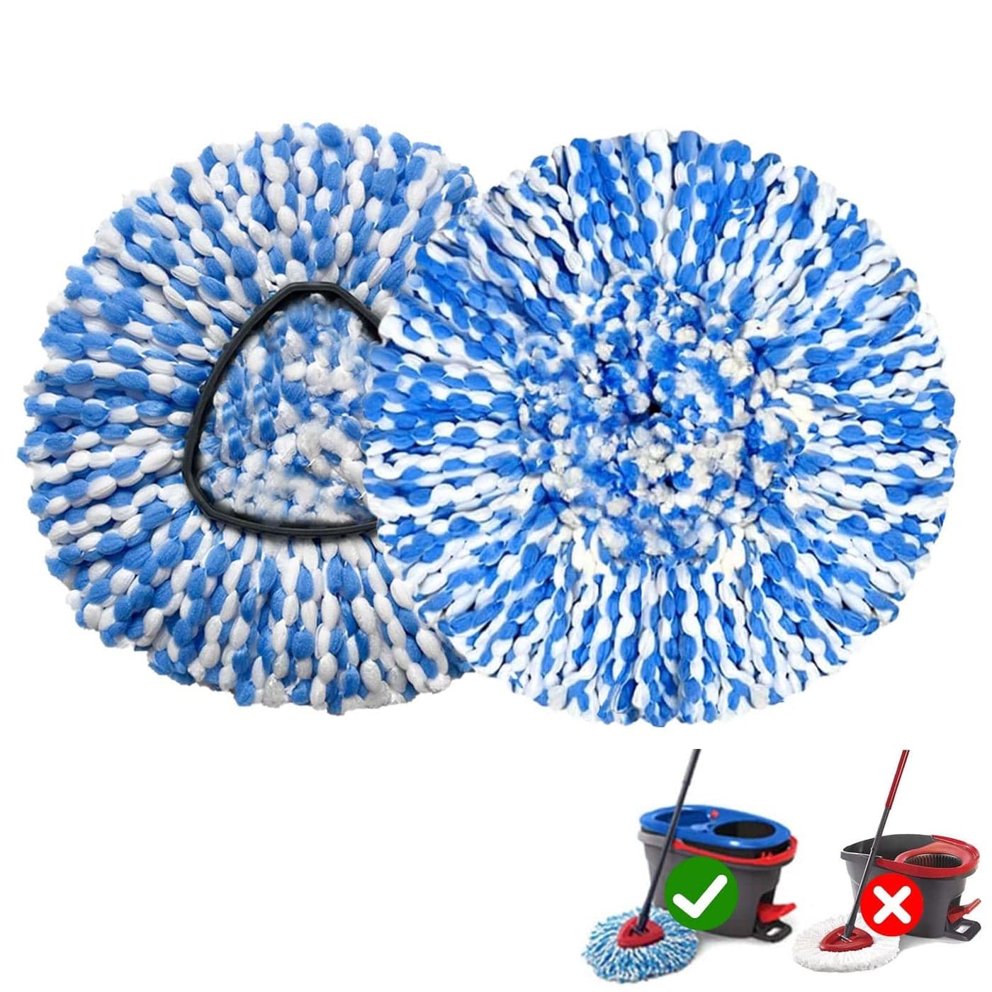 2 Pack Mop Replace Heads Compatible for OCeda Spin Mop Refill Head Replacement for RinseClean 2Tank System Fluffy Microfiber Machine Washable and Easy to Replace