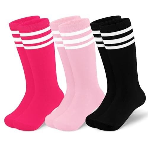 Sarfel Toddler Soccer Socks Kids 4-6 Kids Soccer Socks 4-6 Years Girls Softball Sock Pink Youth Softball Sock for Girls