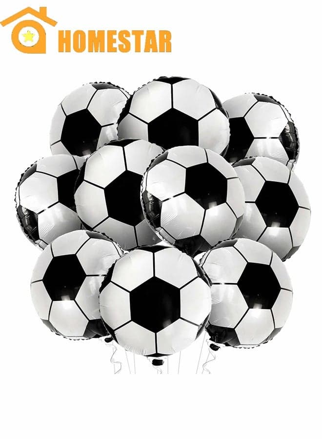 10 Pcs Football Balloons for Football Party Decoration, 18 Inch Foil Football Balloons, 4D Round Football Balloons for Football Themed Birthday Party Supplies, World Cup Decorations