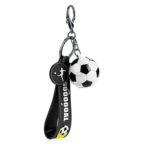 cobee Soccer Gifts Key Chain, Inspirational Silicone Key Rings Football Keychains for Boys Girls Teens Sports School Carnival Reward Party Favors(Black)