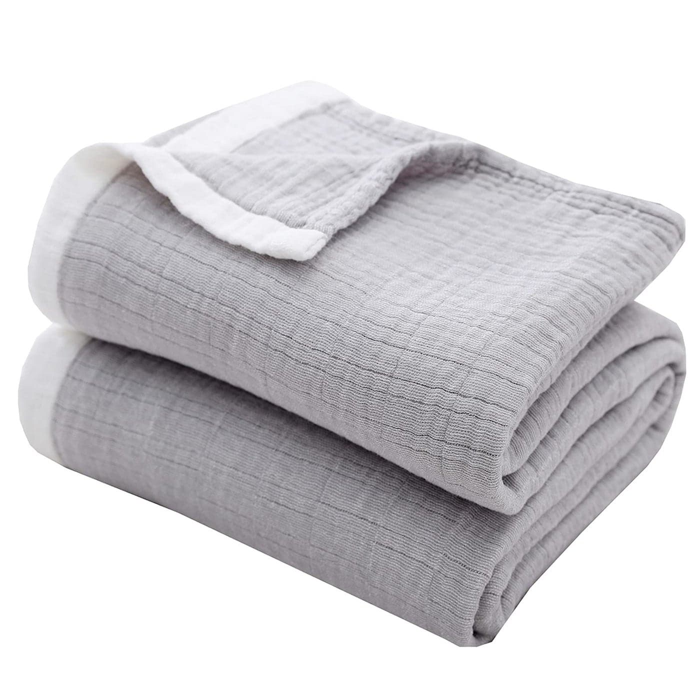 SE SOFTEXLY Cotton Muslin Throw Blanket for AdultsBreathable 4Layer Yarn Dyed Linen Texture Gauze Blanket for Bed Sofa CouchSuper Soft Lightweight Twin Size Blanket for All Season60x80Grey