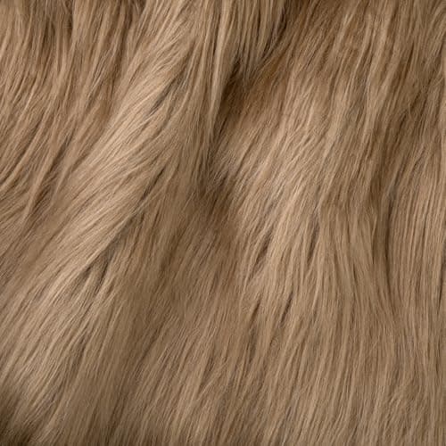 Qidkeo Beige Faux Fur Fabric for Crafts Squares Furry Fabric for Sewing Costumes Upholstery Pillows Long Pile Faux FurBeige10x10
