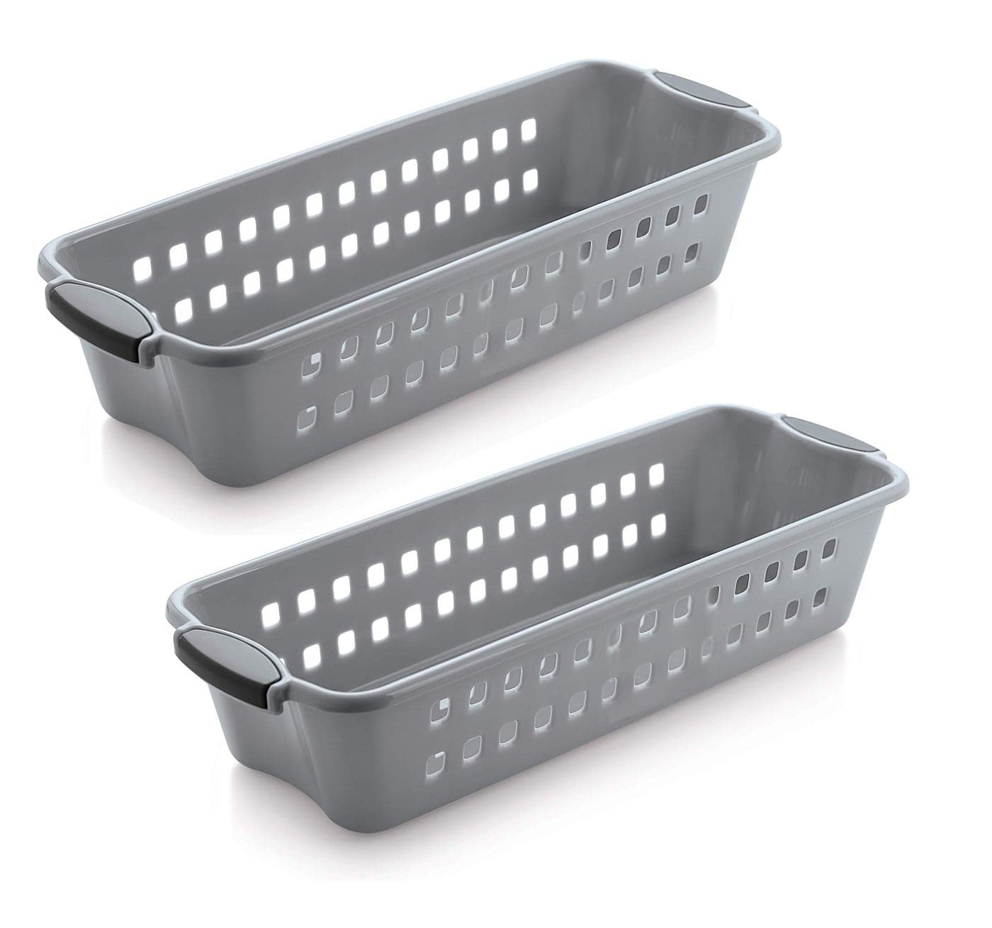 JRM Plastic Fridge/Kitchen Space Saver Food Storage Organizer Basket Rack (Pack Of 2) (Medium, Grey)