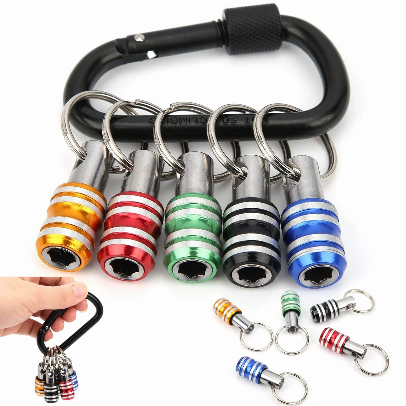 FACAINCXS Bit Holder 14 inch Hex Shank Screwdriver Bits Holder Extension Bar Keychain Screw Adapter Drill Change Handheld Screwdrivers Drill Bits Holder Portable 5PCS