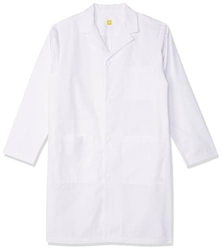 WonderWink Mens Wonderlab Men's Long Lab Coat Medical Scrubs, White, Large US