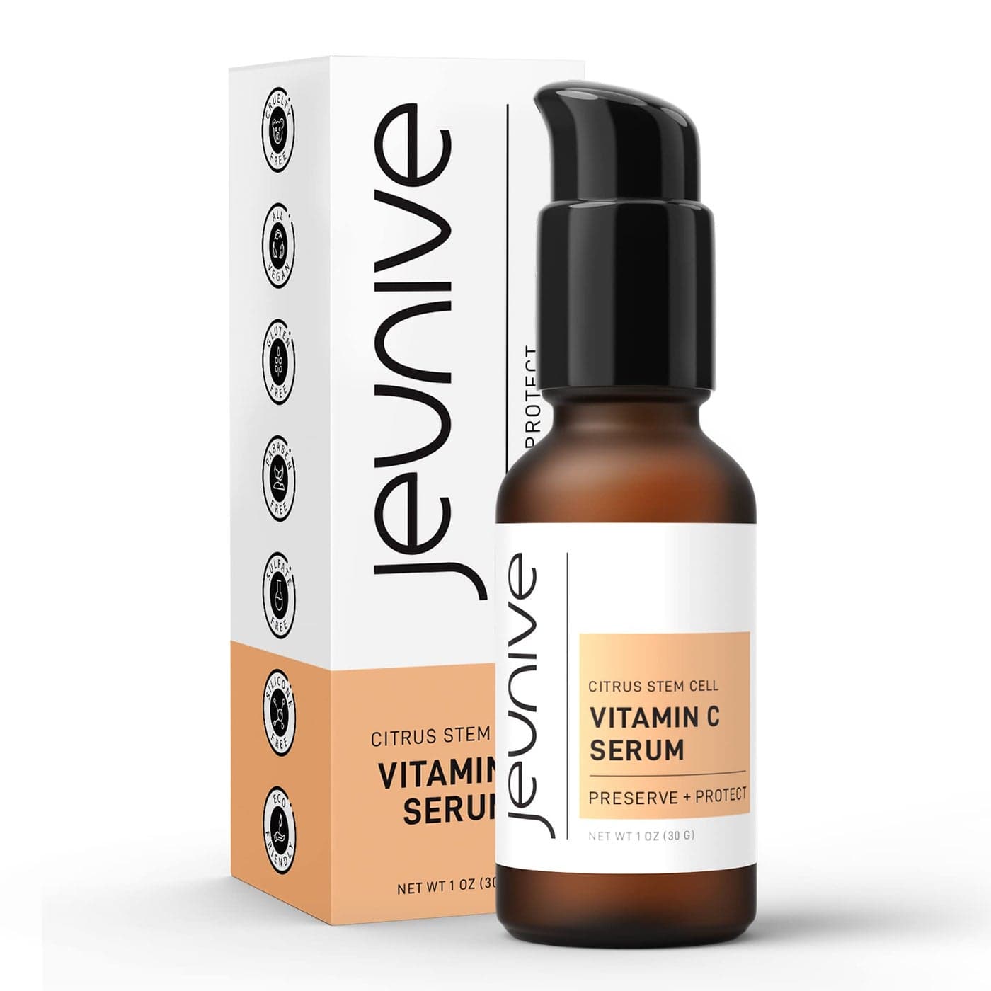 Jeunive Citrus Stem Cells Vitamin C Serum with AntiAging Hyaluronic Acid Citrus Stem Cells Day and Night Nourishment to Refresh and Even Blemishes for that Special Glow 1 oz 28g