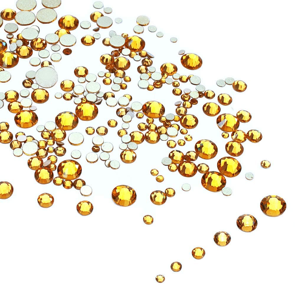 LolliBeads Resin Crystal Round Nail Art Mixed Flat Backs Acrylic Rhinestones GemsMix Size 155 mm Color Sunflower 1200Pcs