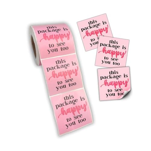 This Package is Happy to See You Too Sticker | 250 pc Roll 2.5” Label Bubble Mailer Freshies, Press-On Nails Customer Happy Mail Order Die Cut Bulk