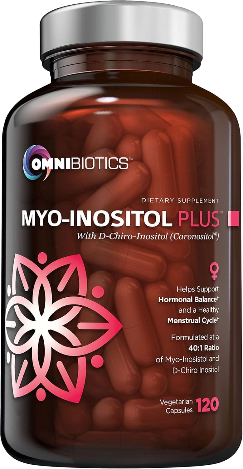 OmniBiotics MyoInositol DChiro Inositol Supplement with 401 Ratio for Hormone Balance for Women Women Supplement to Support Reproductive Health Ovarian Function NonGMO 120 Vegan Capsules