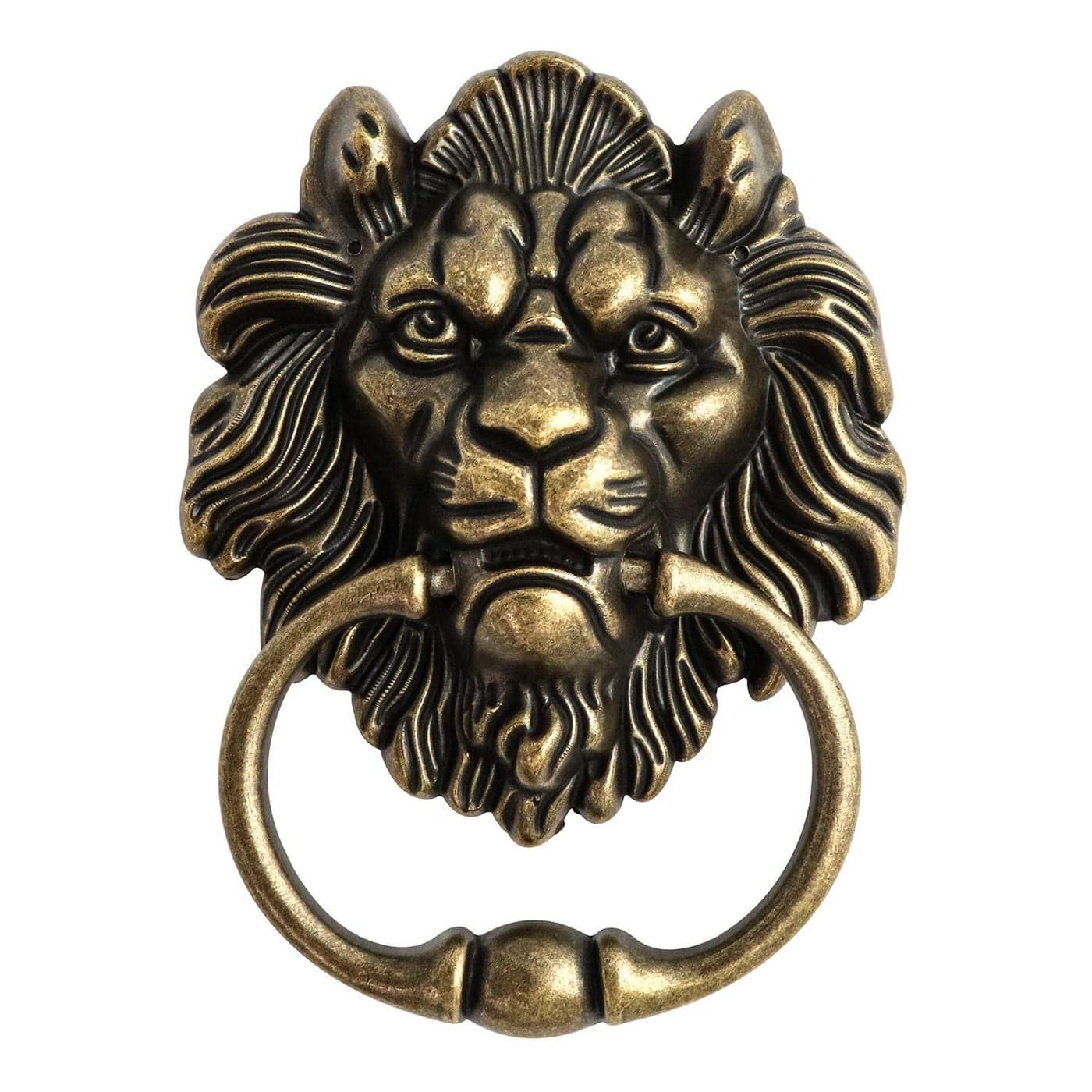 QWORK Antique Lion Head Bronze Door Knocker Classic Vintage Design