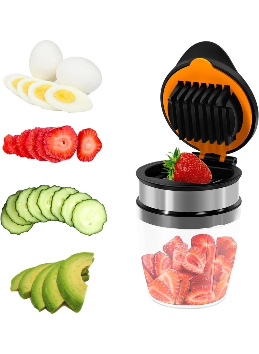 Strawberry Slicer Cup, Fruit Cup Slicer Cup Chopper for Strawberries Egg Banana Slicer Quickly Making Fruit Vegetable Salad Strawberry Cutter Mini Slicer Kitchen Gadget