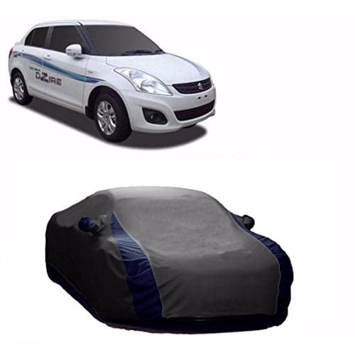 MotRoX Lively Water Resistant Car Body Cover Compatible with Maruti Suzuki Swift Dzire (Grey & Blue - V Shape)