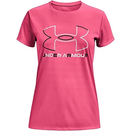 Under Armour Girls Tech Big Logo Short Sleeve T-Shirt, Cerise (653)/Black, Youth Small