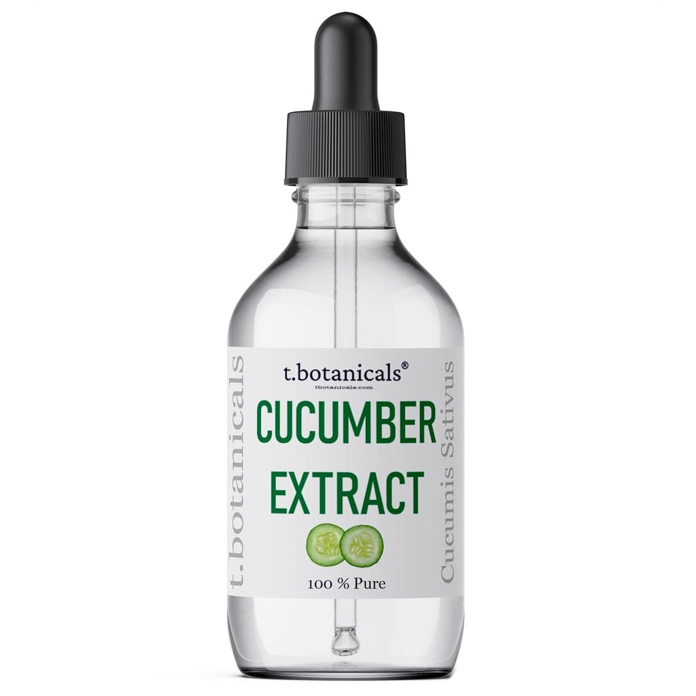 t.botanicals Pure Cucumber Extract Liquid Glycerite Alcohol Free Serum for Face Wash Mask Body Cosmetic Formulations and Skin Care Cream, Lotion, Shampoo, Conditioner Recipes (4 oz.)