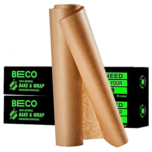Beco Eco-Friendly Premium Baking & Wrapping Paper | 40 Mtrs |11" x 20 Mtrs Roll (Pack of 2) |Chemical Free Parchment & Cooking Paper | 100% Bamboo Pulp