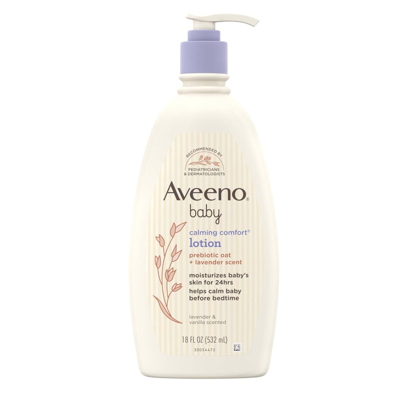 Aveeno Baby Calming Comfort Moisturizing Body Lotion with Relaxing Lavender Vanilla Scents NonGreasy Baby Lotion Nourishing Prebiotic Oatmeal Paraben PhthalateFree 18 fl oz