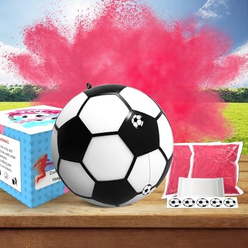 POPUPARTY Gender Reveal Soccer Ball, Soccer Ball Gender Reveal with Pink Powder for Boy or Girl Baby Gender Reveal Ideas