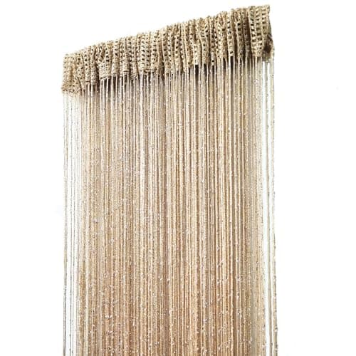ave split Decorative Door String Curtain Wall Panel Fringe Window Room Divider Blind Divider Tassel Screen Home 100x200centimeter (Champagne18)