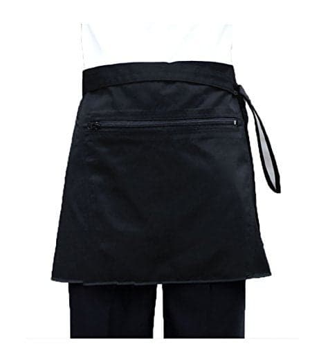LISSOMPLUME Kitchen Half Waist Apron Work Money Holder Apron with Zipper Pocket 75 40cm Black