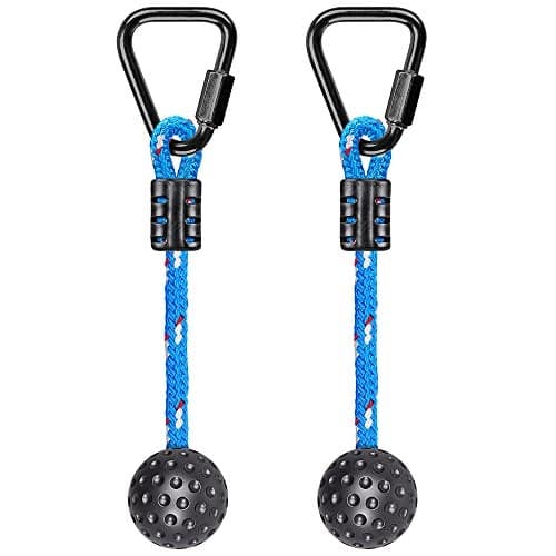 2 Pack Ninja Monkey Bars with Grip Ball 250LB Capacity Obstacle Course Bars with Safety Carabiners Trapeze Swing Bar for Slackline Ropes Swing Set Bars for Kids Teens Ninja Line Backyard Blue