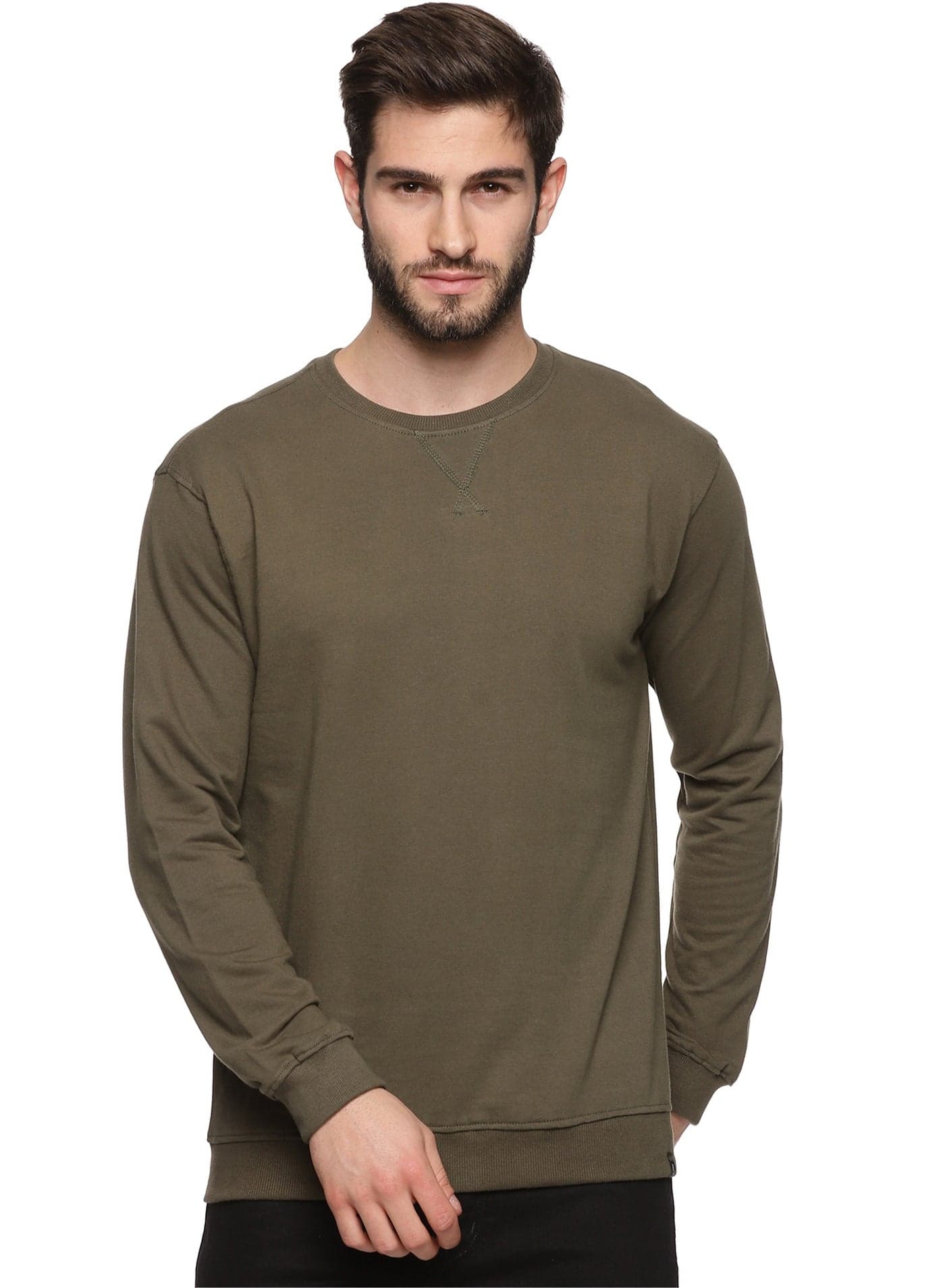 Premium Cotton Full Sleeves Sweatshirt Olive Green
