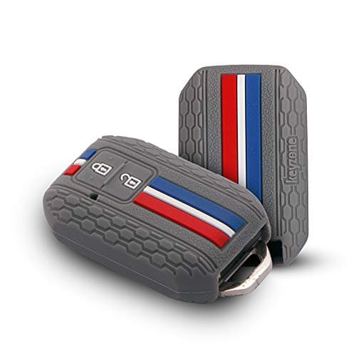 Keyzone® Striped Silicone Key Compatible for Suzuki Victoris, e Vitara, Fronx, jimny, Grand Vitara, Ertiga, Brezza, XL6,Swift,Dzire,Ignis 2button Smart Key(Grey)