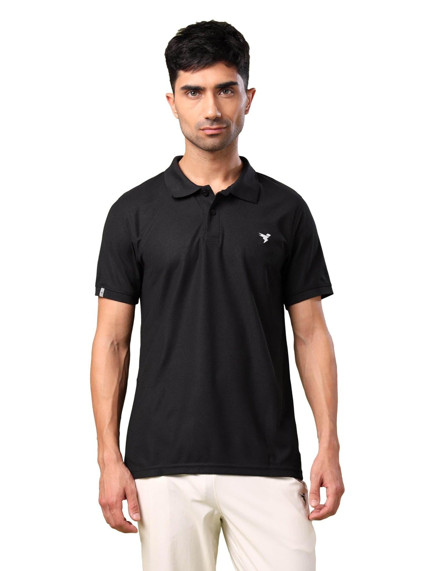 TECHNOSPORT Mens Slim Fit Solid Polo T-Shirt for Gym, Workout, Sports and Regular Use - (MTOR11BLK_Black_2XL)