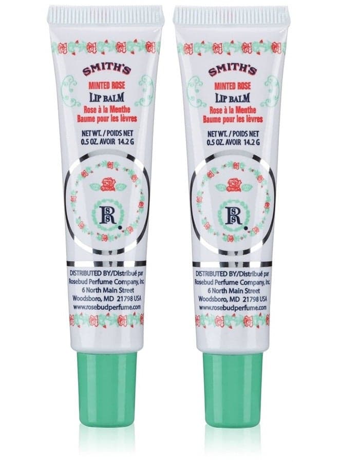 Smith's Rosebud Perfume Co. Minted Rose Lip Balm in a Tube,0.5 Ounce (Pack of 2)