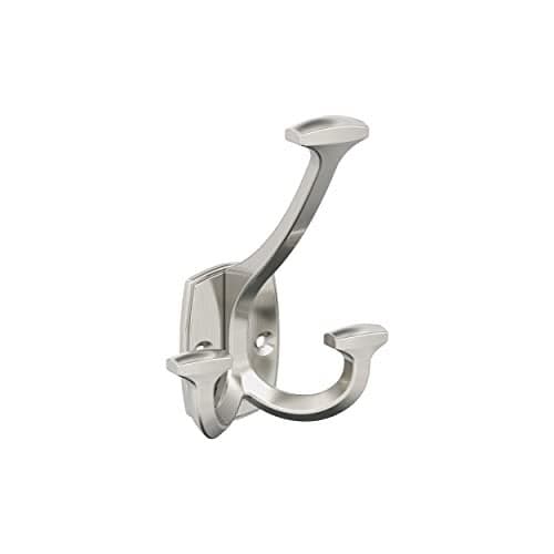 Amerock H37004G10 | Vicinity Triple Prong Decorative Wall Hook | 4-9/16 inch (116 mm) Length | Satin Nickel Hook for Coats, Hats, Bags | Hooks for Bathroom, Bedroom, Closet, Laundry Room, Office