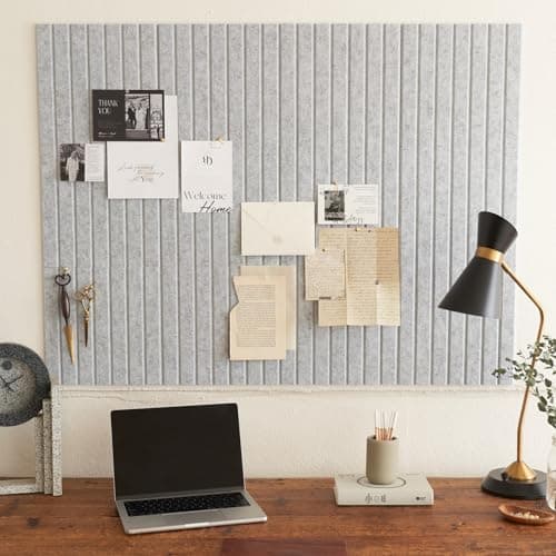 Large Felt Bulletin Board Stylish Perfectly Sized 35 x 47 Cork Board Alternative for Office Wall Decor 12 Customizable Adhesive Tiles wGolden Pins are Perfect to Display Your Photos