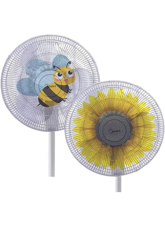 Holidaywoo 2 Pack Fan Cover Cartoon Fan Guard Net Safety Fan Filters Kid Finger Protector Summer Washable Children Finger Safety Fan Cover