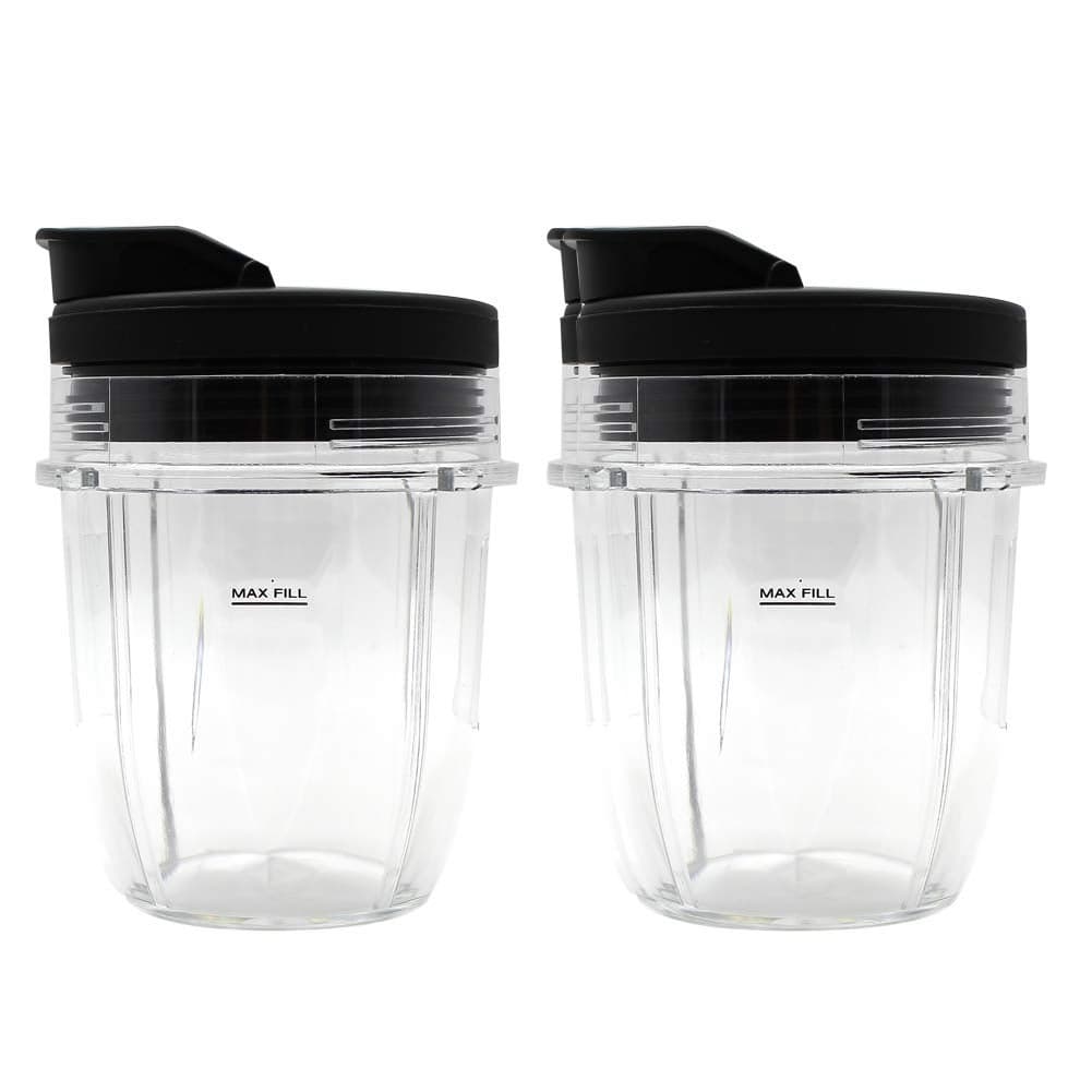 Anbige 2 Packs Replacement Parts Cup with lid Compatible with Nutri Ninja Blenders BL480 BL482 BL642 NN102 BL682 BL450 BL2013 2 12oz cup with lid