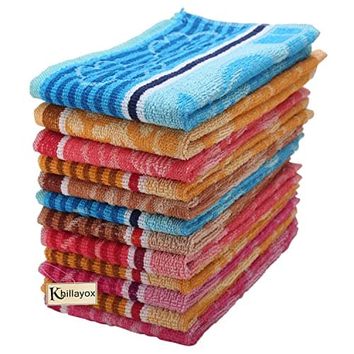 Khillayox Cotton Unisex Anti-Bacterial Medium Size Hand Towel - 400 GSM | Super Soft and Super Absorbent Hand Towels for Men & Women Set of 12 (12 x 18 in-Multicolor)