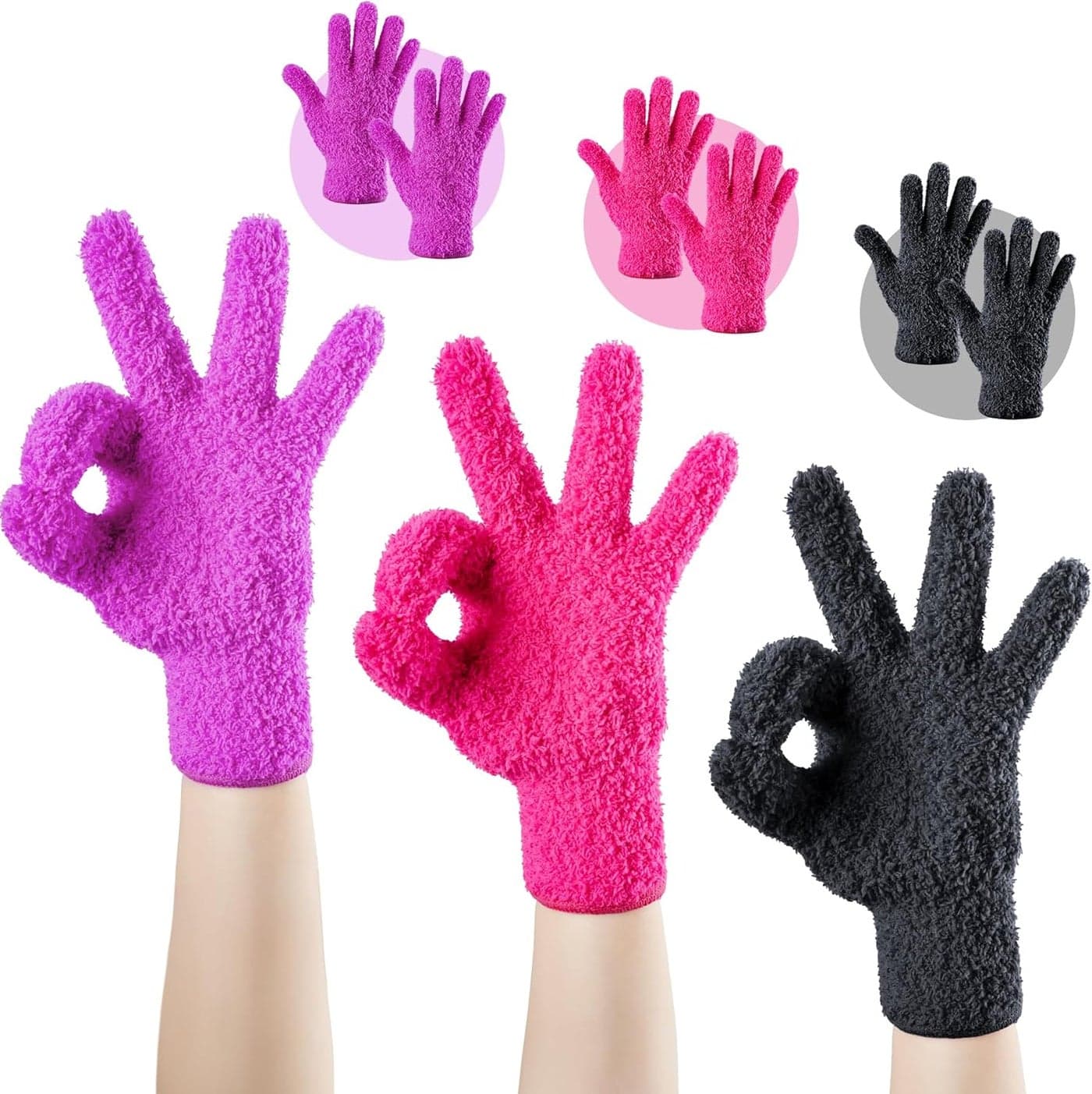 3 Pairs Reusable Microfiber Hair Dye Gloves for Hair Coloring Cleaning Protects Hands Prevents Damage to Fragile Hair Ensures Efficient Dye Application Machine Washable EcoFriendly Use