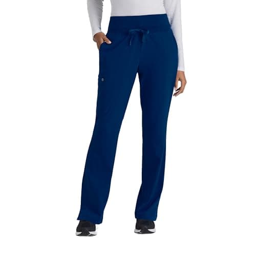 BARCO One Stride Classic Fit Scrub Pant for Women – Indigo, 5-Pocket Mid-Rise Pants w/ 360 Spandex Stretch, Moisture Wicking, Anti-Static and Quick-Shed –Medium, Regular Fit