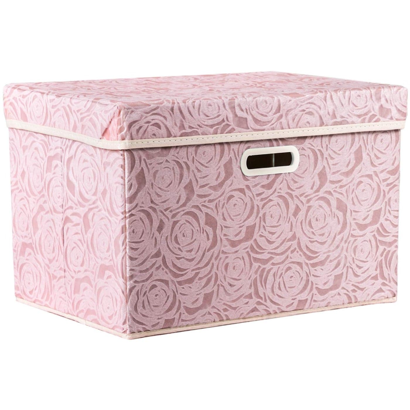 Prandom Storage Boxes with Lids LargeRose Pattern Fabric Decorative Storage Box Really Useful BoxClothing StorageCubes OrganizersCollapsibleStackable45x30x30cm Pink1Pack