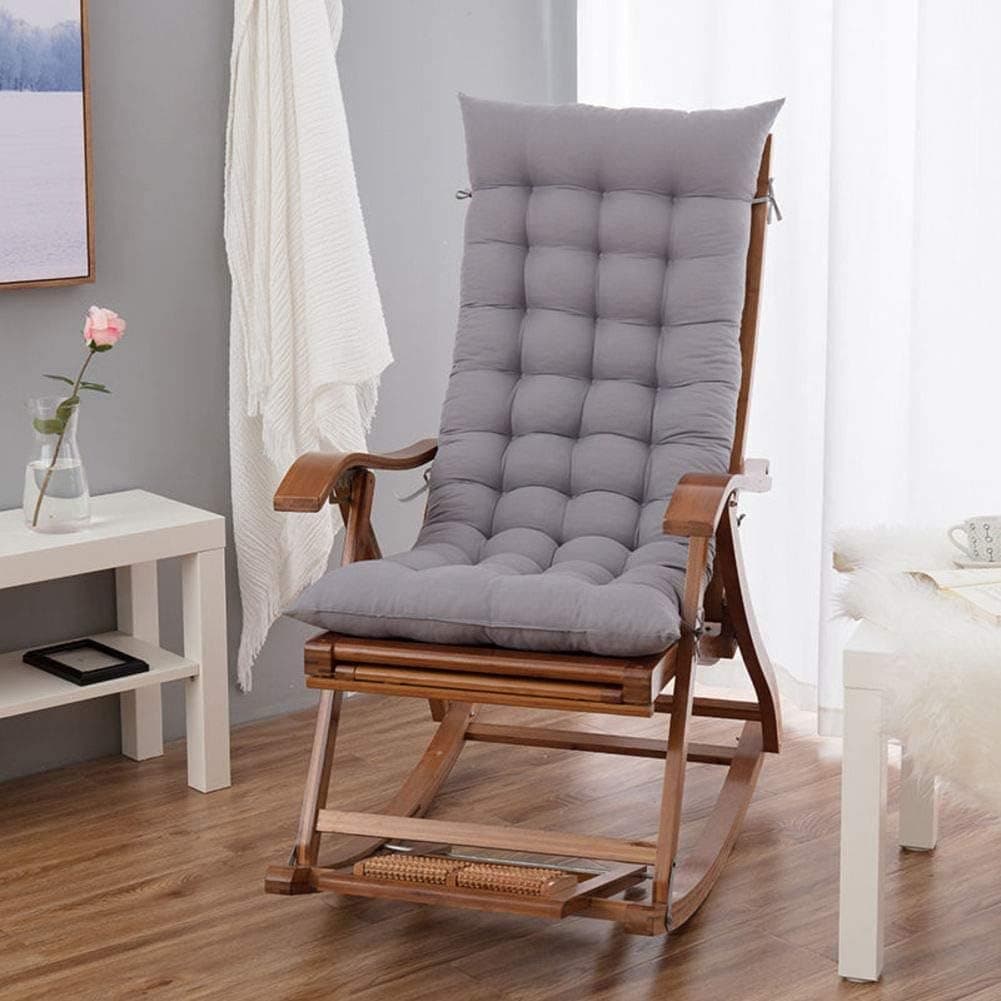 Hundur Store Rocking Chair Velvet Cushion High Back Sun Lounger Cushion Thicken Recliner Garden Chair Pad Mat with Ties Relax Seat Cushion Mattress 19x41inch