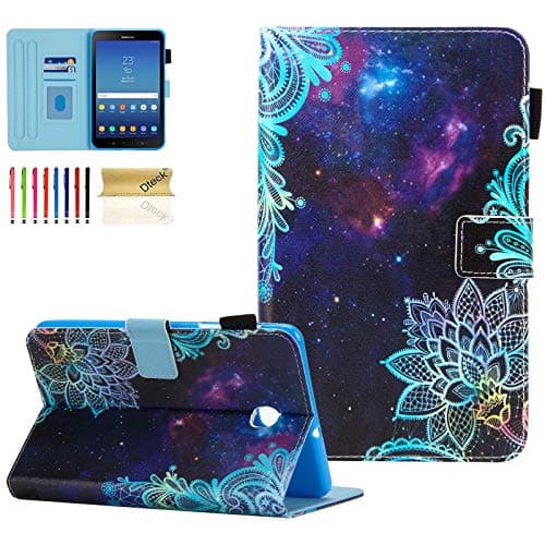 Galaxy Tab A 8.0 2018 Case, SM-T387 Case, Dteck Slim Premium Leather Folio Stand Cover with Card Holder/Photo Slot for Samsung Galaxy Tab A 8 inch 2018 Release T387 Tablet, Galaxy Flower
