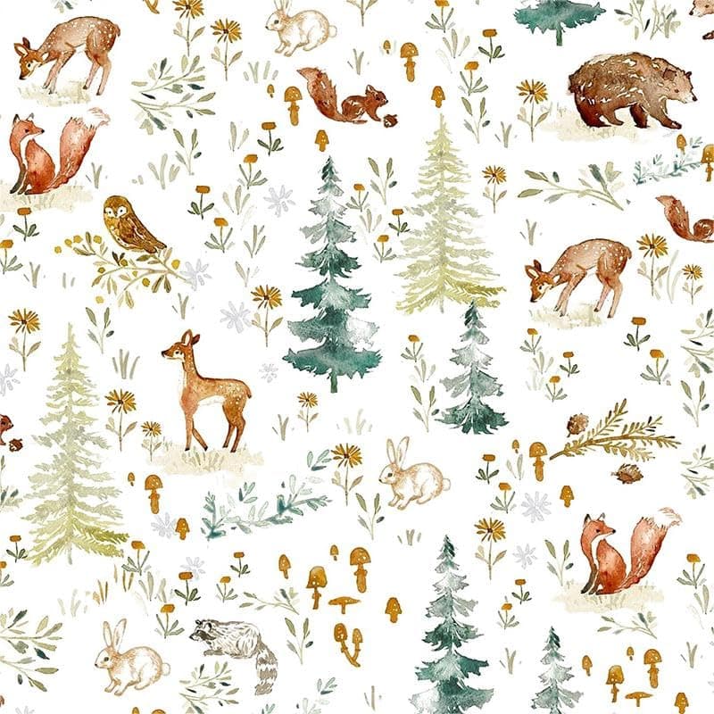VistaPalette Fairy Animals Forest Deer Cute Owl Rabbits Trees White Peel and Stick Wallpaper Wall Decor Self Adhesive Wall Paper Stick on Easy Peel Off Contact for Renter Apartment