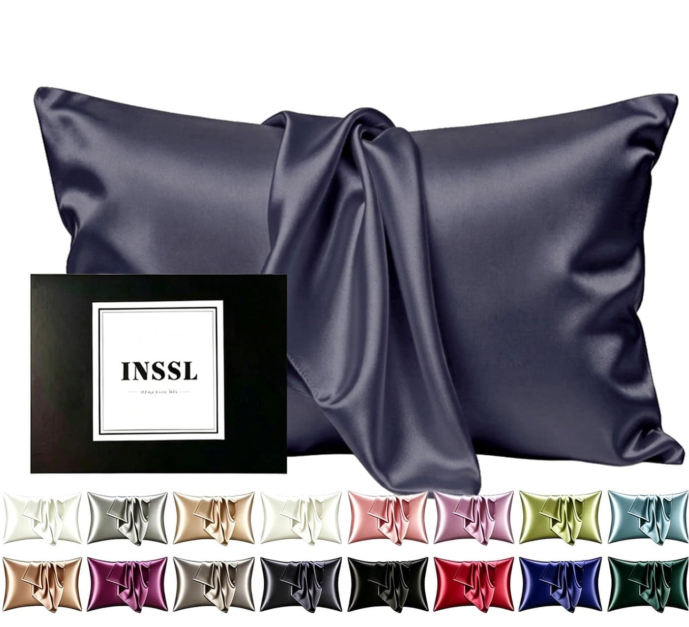 INSSL Silk Pillowcase for Women, Mulberry Silk Pillowcase for Hair and Skin and Stay Comfortable and Breathable During Sleep (King, Dark Grey)