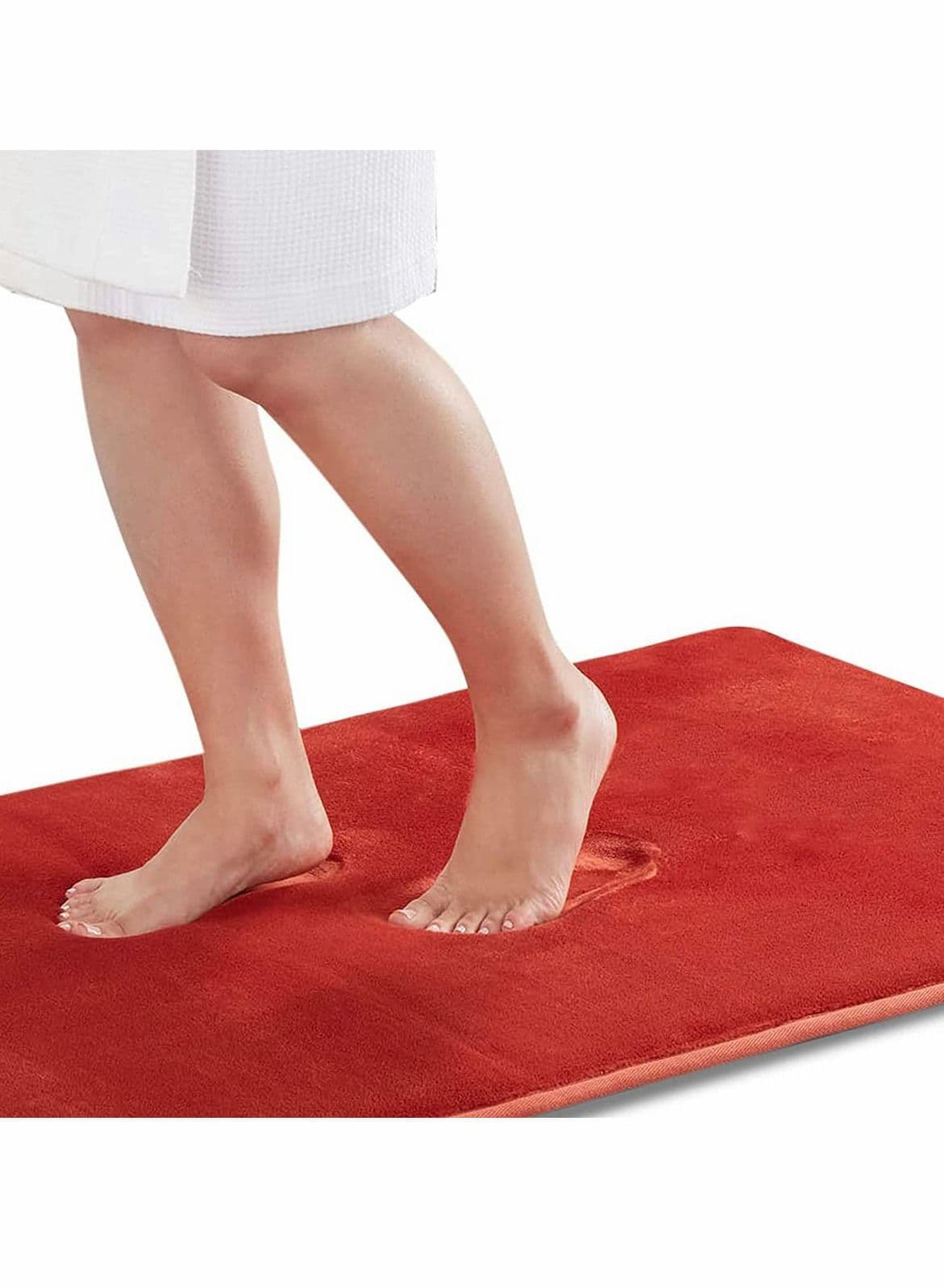 Memory Foam Bath Mat Non-Slip Absorbent Super Cozy Velvet Bathroom Rug Carpet, Thick Coral Fleece Slow Rebound Carpet Foot (20 Inches X 32 Inches, Red)
