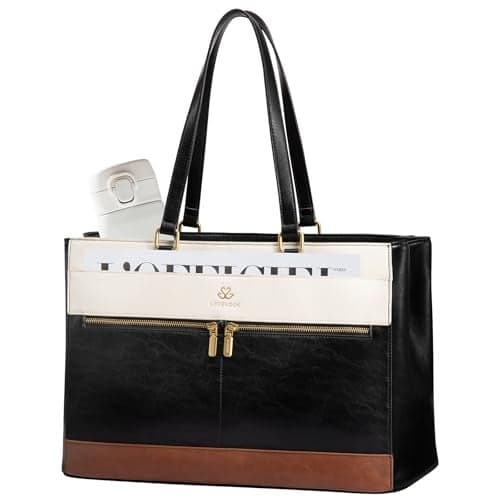 LOVEVOOK Laptop Bag for Women156 Inch Vintage Work Tote Bags for WomenLeather Teacher BagLarge Waterproof Handbags Womens Briefcase Computer Office Messenger