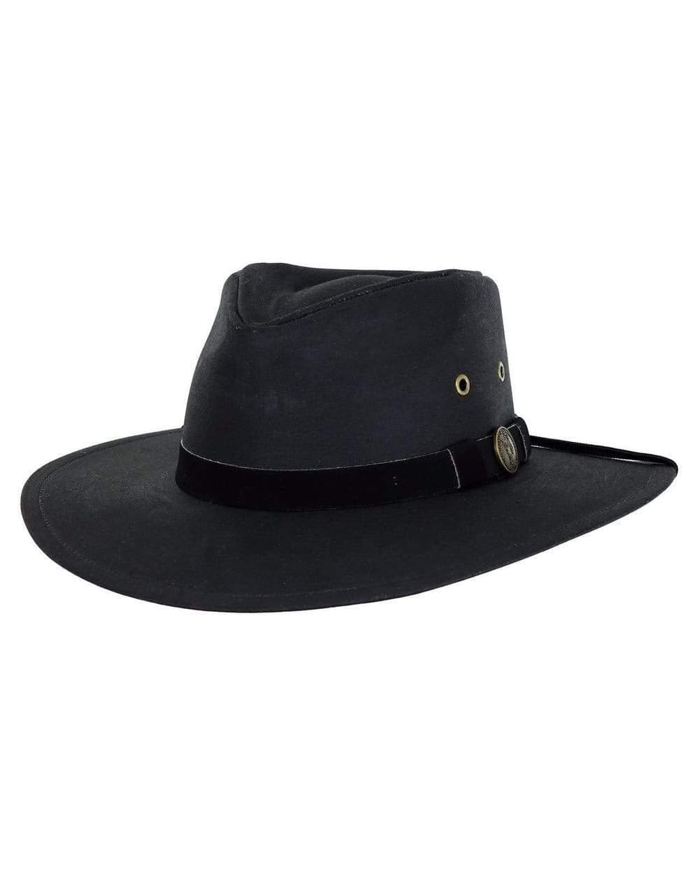 Outback Trading Company Unisex 1480 Kodiak UPF 50 Waterproof Breathable Outdoor Western Cotton Oilskin Hat, Black, Large