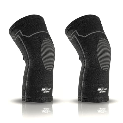 AGEasy (Max Group) Kneecap for Men & Women | Knee Support for Gym, Sports & Pain Relief | 4-Way Stretch, Anti-Slip, Inner Cotton Lining for Comfort | Knee Sleeves for Squats, Running & Cycling (Black-Grey, XXL)
