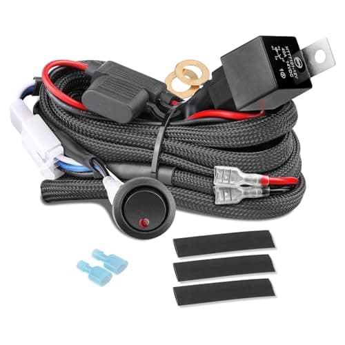 Wiring Harness 1 Lead Fastchoy Auto 12v Nylon Led Light Bar Wiring Harness Kit with 40A Relay Fuse Rocker Switch for Light Bar Fog Lights Off Road Lights Wire Harness Kit for Truck UTV Boat