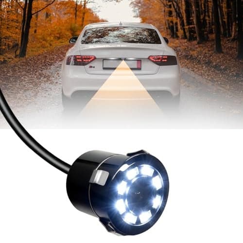 FABTEC Car Rear View Camera for 9 inch Android Screens for Car (8 LED/Drill Type/AHD-25 FPS)