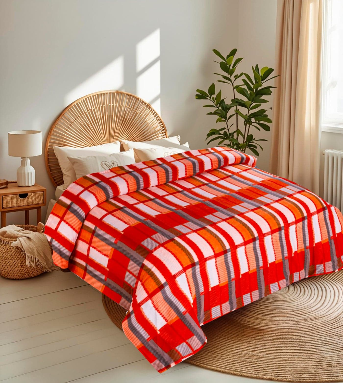 CHANDRAVATI Single Bed ||60x90||Fleece|| Quilt Cover/Duvet Cover/Rajai Cover/Blanket Cover for Winters (RC-Orange, 60x90)