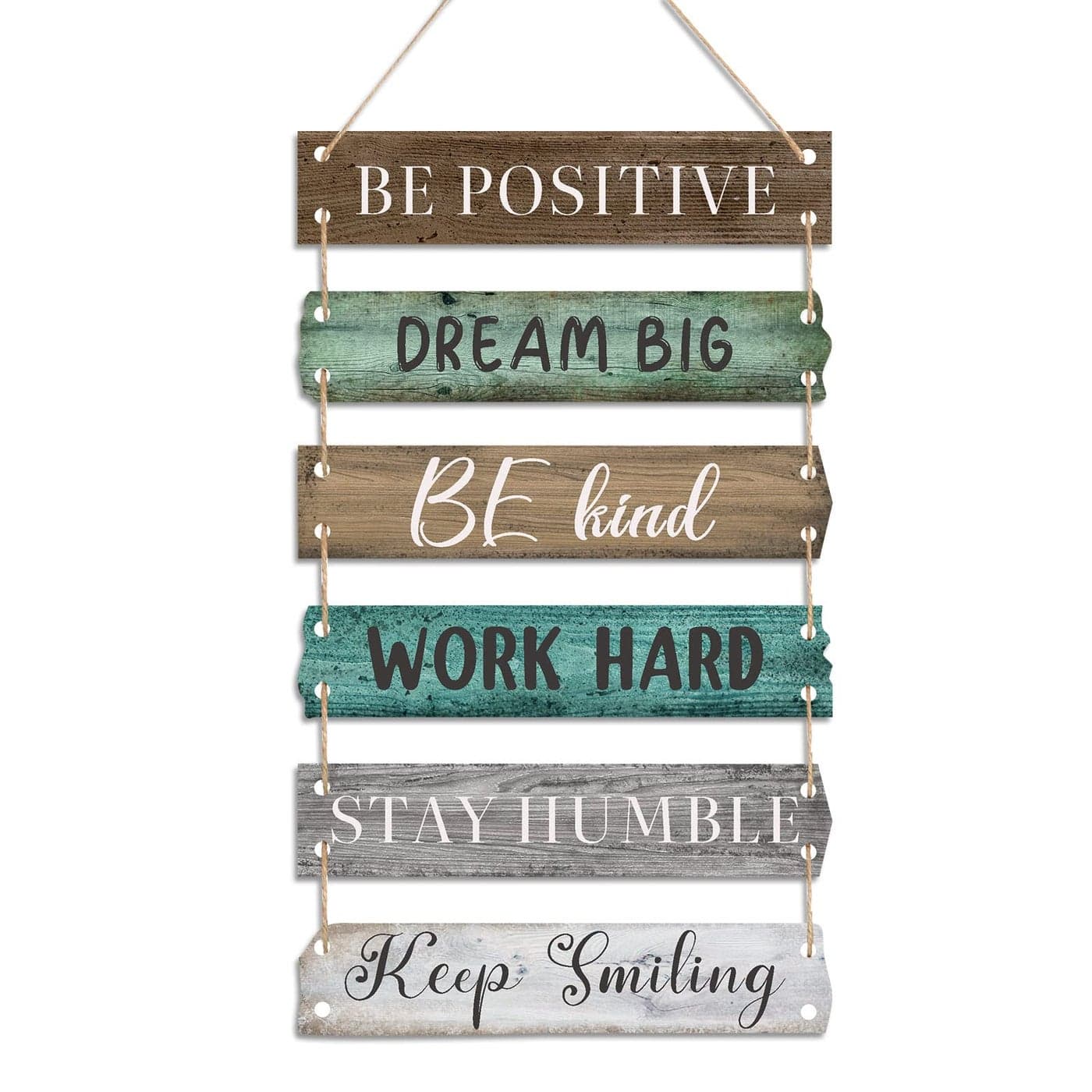 6 Pieces Rustic Wall Hanging Plaque Sign Inspirational Wall Art Farmhouse Wooden Door Signs Positive Plaque with Quotes Motivational Quote Decor for Office Bedroom Living RoomRetro Style
