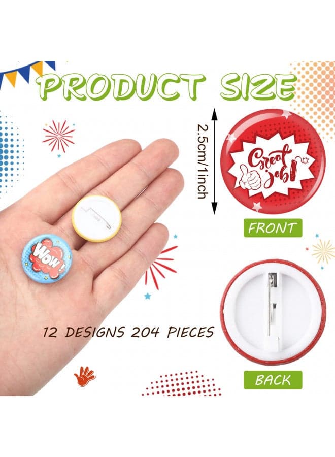 Highergo 204 Pcs Reward Button Pins Mini Recognition Button Round Motivational Buttons Bulk Appreciation Encouragement Pin Badges Good Job Button Team Award for Employees Kids Students Workers Gifts