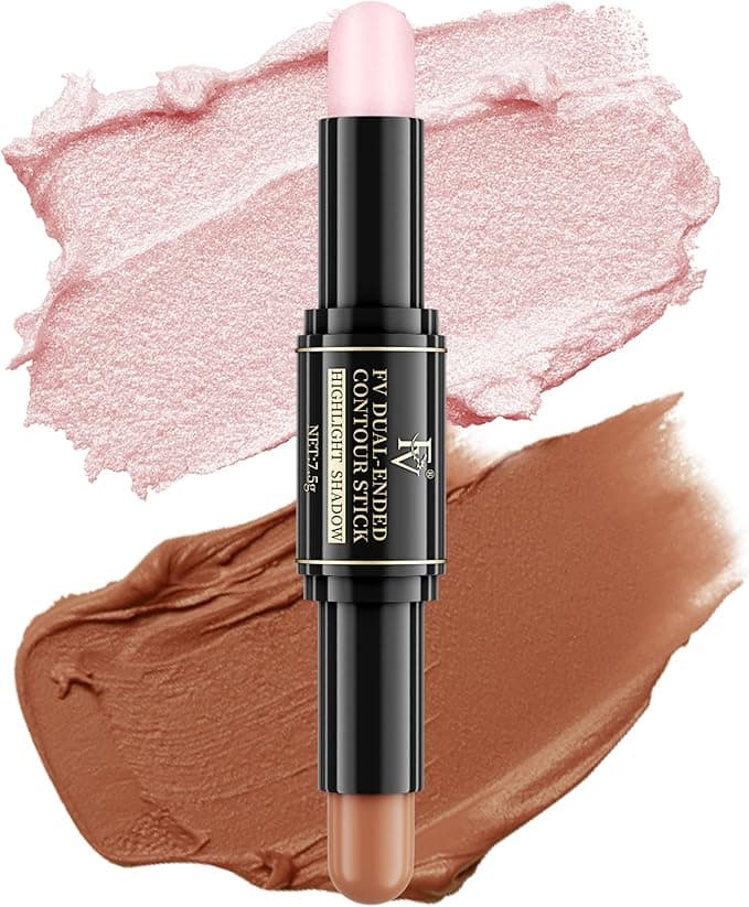 fv FV Cream Contour Stick DualEnded Contour and Highlighter Makeup Stick Easy Blend Bronzer Stick for 3D Face Body Shaping Long Lasting Waterproof Contour Pencil for LightMedium Skin Tone75g